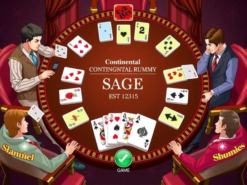 Continental Rummy Sage gameplay screenshot Continental Rummy Sage game table showing cards and players